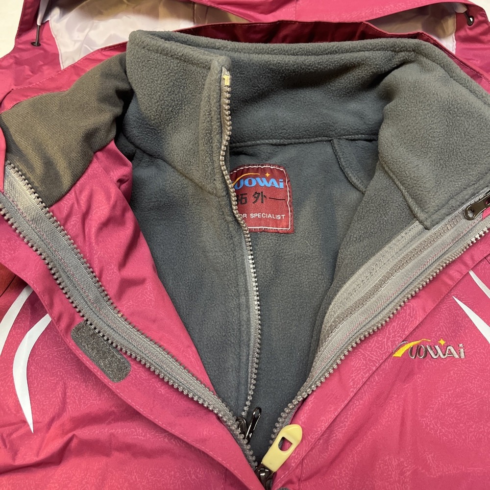Women's Ski Snowboard Coat Jacket Pink Gray‎ Medium Double Layer - Picture 2 of 5